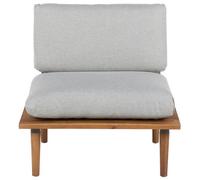 Beliani Acacia Outdoor 2 Seater Sofa Set With Side Table And Grey Cushions - Oiled Acacia, Steel Frame