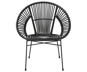 Beliani Acapulco Home Rattan Armchair Black Wicker With Metal Legs - Lightweight Round Dining Chair, W70 X D48 X H80Cm