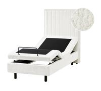 Adjustable Bed Boucle CASTELLAN 80 x 200 cm (EU Small Single) Off-White
