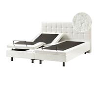 Beliani Adjustable Bed Boucle Duke 180 X 200 Cm (Eu Super King) Off-White