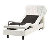 Beliani Adjustable Bed Boucle Duke 80 X 200 Cm (Eu Small Single) Off-White
