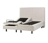 Beliani Adjustable Bed Fabric Castellan 160 X 200 Cm (Eu King Size) Light Beige