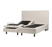 Beliani Adjustable Bed Fabric Castellan 180 X 200 Cm (Eu Super King) Light Beige