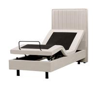 Beliani Adjustable Bed Fabric Duke Ii 80 X 200 Cm (Eu Small Single) Light Beige