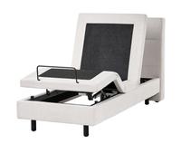 Beliani Adjustable Bed Fabric VICEROY 80 x 200 cm (EU Small Single) Light Beige, Cream