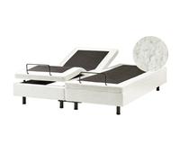 Beliani Adjustable Bed Without Headboard Boucle Duke 160 X 200 Cm (Eu King Size) Off-White
