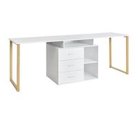 Beliani Adjustable Desk Ashmore White 165/220 Cm 55 Cm