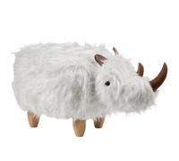 Beliani Animal Stool WOOLLY Faux Fur White Rhino, White