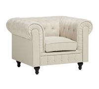 Beliani Armchair Chesterfield Fabric Beige