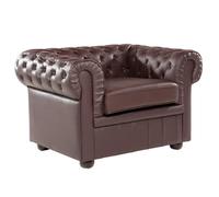 Beliani Armchair Chesterfield Leather Brown