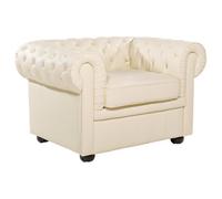 Armchair CHESTERFIELD Leather Light Beige
