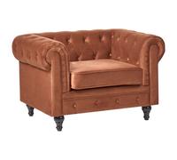 Beliani Armchair Chesterfield Velvet Golden Brown