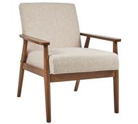 Beliani Armchair Beige with Dark Wood ESRUM, Cream