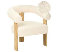 Beliani Armchair Ilbro Boucle Off-White/ Light Brown