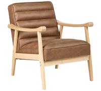 Beliani Armchair Leknes Faux Leather Brown