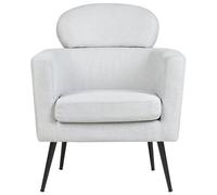 Beliani Armchair, Light Grey Fabric Upholstery With Oval Headrest And Black Legs - Retro Glam.