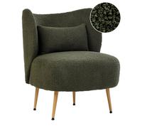 Beliani Armchair Otsby Ii With Cushion Boucle Dark Green
