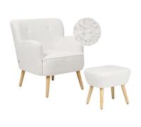 Beliani Armchair Tumba With Footstool Boucle White