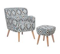 Beliani Armchair Tumba With Footstool Fabric Multicolour