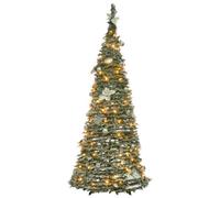 Beliani Artificial Snowy Christmas Tree Folding Led Firvana 185 Cm White