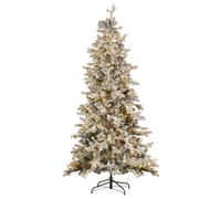 Beliani Artificial Snowy Christmas Tree Led Tatlow 210 Cm Green