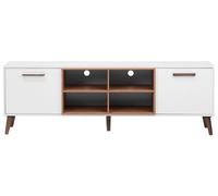 Beliani Aura Tv Stand White And Dark Brown - Fits 78-Inch Tvs, 2 Cabinets, Cable Management - W180 X D40 X H60Cm