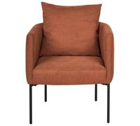 Beliani Aurora Armchair With Cushion, Golden Brown Faux Linen, Black Iron Legs, W62 X D62 X H68Cm