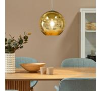 Beliani Aurora Pendant Lamp - Gold Glass Globe 1 Light, Adjustable Height, 25Cm Diameter, 125Cm Drop