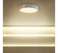 Beliani Aurora Round Ceiling Lamp Grey With Light Wood-Look Accent And Integrated Led - 31Cm Diameter
