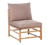 Beliani Bamboo 1-Seat Section Armless Chair Seat Padded with Cushion Outdoor Furniture Taupe Cerreto