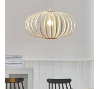 Beliani Bamboo Pendant Lamp Oval Shade - Light Brown, W50 X D50 X H120Cm