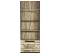 Beliani Barn Style Bookcase 163Cm Light Brown And Black Particle Board Storage Shelf