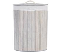 Beliani Basket Matara Bamboo Wood Light Grey, Grey