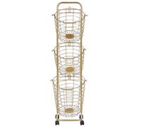 Beliani Basket Stand Ayapal With Wheels Metal Gold