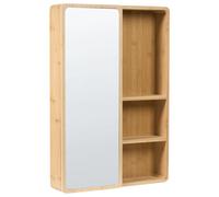 Beliani Bathroom Wall Mounted Mirror Cabinet Guatavita 41 Cm 61 Cm Light Brown