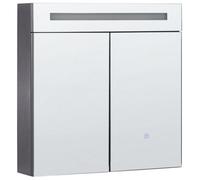 Beliani Bathroom Wall Mounted Mirror Cabinet Led Jaramillo 60 Cm 60 Cm Black