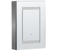 Beliani Bathroom Wall Mounted Mirror Cabinet LED Malaspina 40 Cm 60 Cm Black, Black