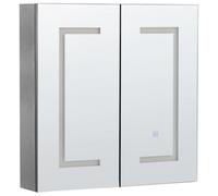 Beliani Bathroom Wall Mounted Mirror Cabinet Led Mazarredo 60 Cm 60 Cm Black