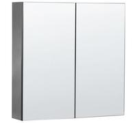 Beliani Bathroom Wall Mounted Mirror Cabinet Navarra 60 Cm 60 Cm Black, Black