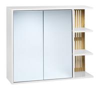 Beliani Bathroom Wall Mounted Mirror Cabinet Nubes 80 Cm 70 Cm White, White