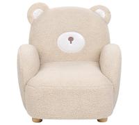 Beliani Bear Chair Beige - Kids Faux Boucle Armchair With Rubberwood Legs, Modern Bear-Shaped Seat With Armrests