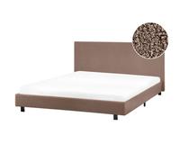 Beliani Bed Boucle Albi 140 X 200 Cm (Eu Double) Brown