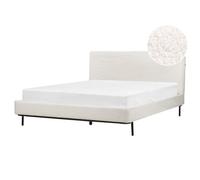 Beliani Bed Boucle Corio 160 X 200 Cm Eu King Size Off-white, White