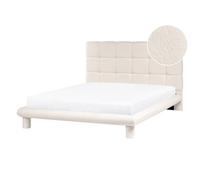 Bed Boucle CRESSAT 140 x 200 cm (EU Double) Off-White