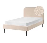 Beliani Bed Boucle Flayat 120 X 200 Cm (Eu Small Double) Light Beige