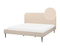 Beliani Bed Boucle Flayat 180 X 200 Cm Eu Super King Light Beige