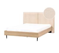 Beliani Bed Boucle Izernore 160 X 200 Cm Eu King Size Beige