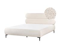 Bed Boucle LESSAY 160 x 200 cm (EU King Size) Off-White