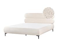 Beliani Bed Boucle Lessay 180 X 200 Cm (Eu Super King) Off-White