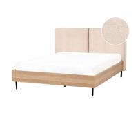 Beliani Bed Boucle Limanton 140 X 200 Cm (Eu Double) Beige